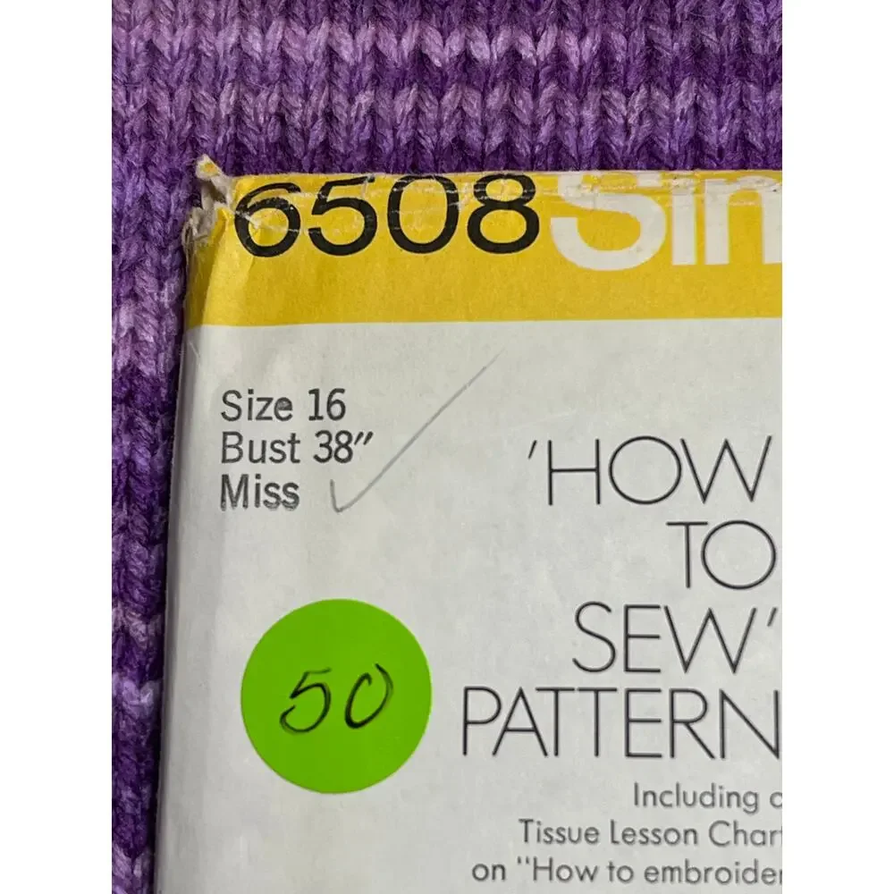Simplicity 6508 sewing pattern Dress top peasant square top size 16